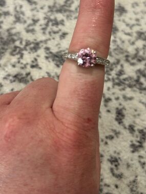 Pink Centerstone Ring with Pavé Band
